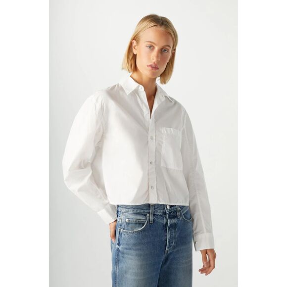 AMO Tops - AMO Ruth Crop Button Down Shirt